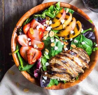 Semaglutide Recipe: Grilled Breast Chicken with Greens and Grilled Summer Fruits