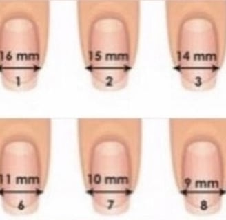 nail size chart for common premade sets. be sure to measure your nail sizes before placing orders