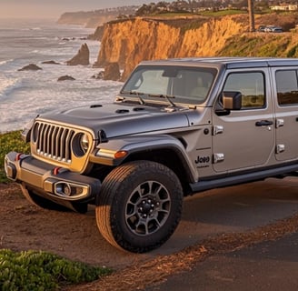 Jeep at San Diego coast