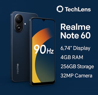 هاتف Realme Note 60 يأتي بشاشة 6.74 بوصة من نوع IPS LCD بمعدل تحديث 90Hz، مع معالج Unisoc Tiger T612