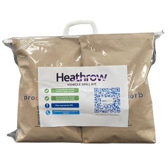 a bespoke vehicle spill kit for Heathrow airport, a clip close bag filled with procleansorb granules & absorbent socks