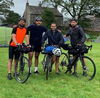Group photo during a bikepacking trip in Yorkshire dales