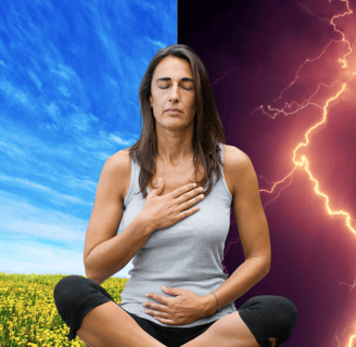 a woman sitting in a field with lightning bolt bolt bolt bolt bolt bolt bolt bolt