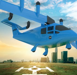 3D rendering of a Urban Air Mobility UAM aircraft