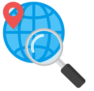Local SEO icon with map and globe representing location-based optimization