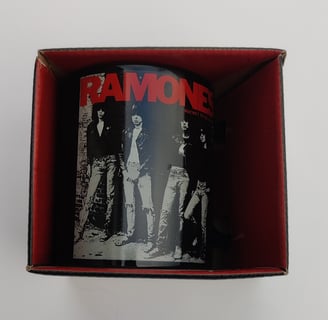 Special purchases are sometimes offered, such as this Ramones mug.