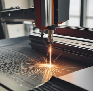 A close-up of a sewing machine needle threading through a piece of black fabric. The metallic needle and foot are in focus, while the background is dark and blurred.