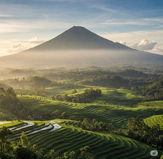 ilustrasi foto gunung batur kintamani bali