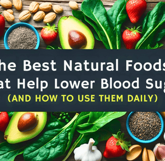 Colorful natural foods like strawberries, avocado, and greens arranged on a wooden table