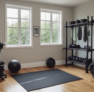 a man is doing exercises on a mat with a barbell