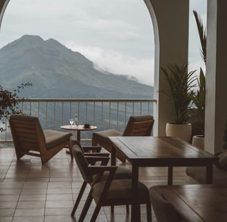 a table with chairs and a table with chairs