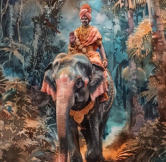 a man in a turban riding on an elephant