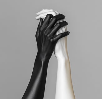 two hands holding hands with black and white hands