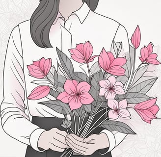 illustration bouquet de fleurs mademoiselle a selon aïnoa particulier