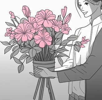 illustration bouquet de fleurs mademoiselle a selon aïnoa professionnel