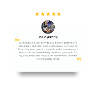 Prices were very reasonable. 5 star review for a balloon garland on a stand.