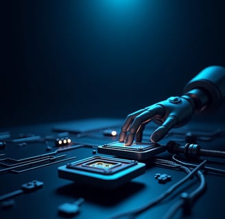 a robot hand holding a cell phone
