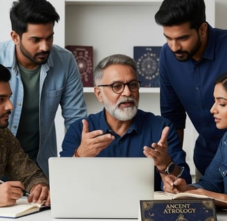 a group of people sitting around a laptop computer