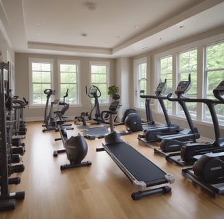 room full of exercise equipment