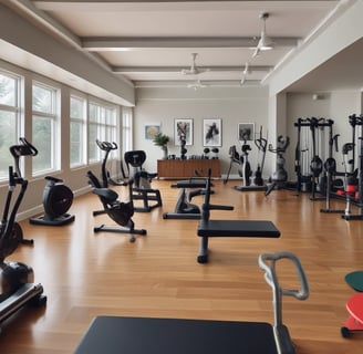 Room full of exercise equipment