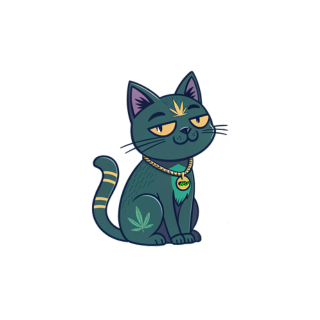 a cat with marijuana marihuana leaf sticker