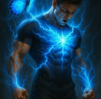 man becomes a superhuman with Blue Butterfly help