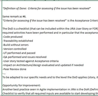 Evidence of the implementation of the REAL concept of the DoD (Definition of Done)