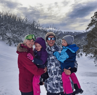 family in snow