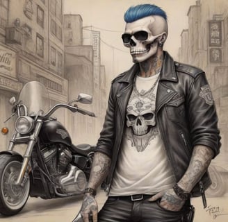 Decoração única com arte de moto e caveira da Cavérik