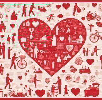 a heart shaped heart with many different types of people