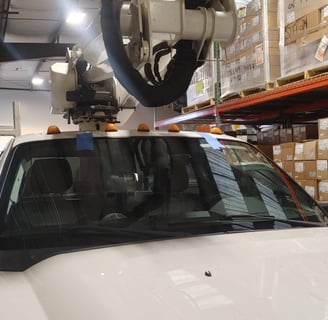 Service vehicle with a new windshield