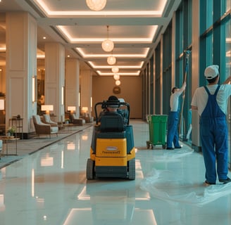 windows cleaning, floor polishing