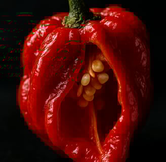 Pimenta Capsicum chinense vermelha em close-up. Estudos revelam poderes imunológicos e antioxidantes