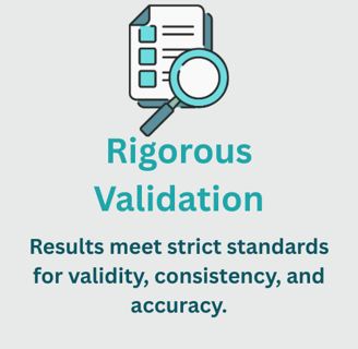 Results meet strict standards for validity, consistency, and accuracy.