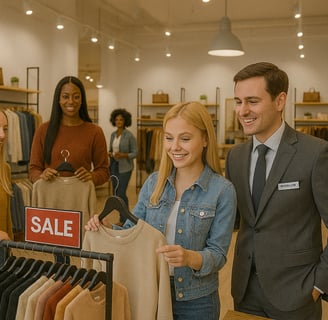 Retail customers shopping during a sale, supported by small business alternative loan funding
