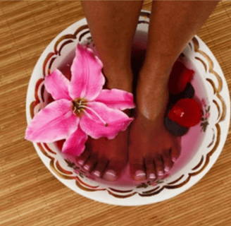 toes soaking in water self care aesthetic