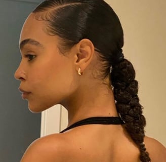 side part braided ponytail hairstyle