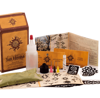 Sun Henna Kit opened and showing its contents