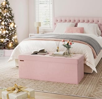 Pink Ottoman Storage for Small Spaces