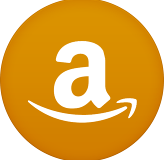 a yellow amazon store logo on a yellow button