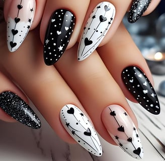Uñas en negro para San Valentín