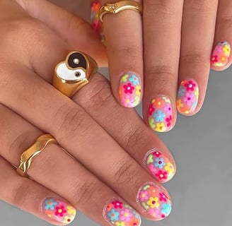 Uñas florales retro