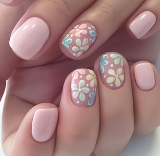 Uñas pastel con margaritas