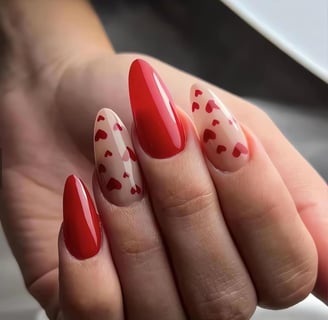Uñas lluvia de corazones