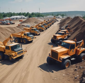 A large delivery truck and a smaller blue van are parked on the side of a road next to a park. A person is standing near the truck's door. Several packages and boxes are placed on the ground between the vehicles. The surrounding area features green trees and a small water fountain within a park setting.