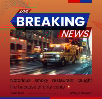 An ambulance going for a smoky restaurant in new york city