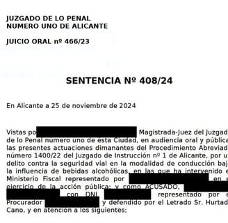 sentencia caso éxito alcoholemia