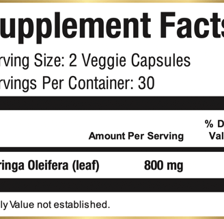 Moringa Supplement facts 
