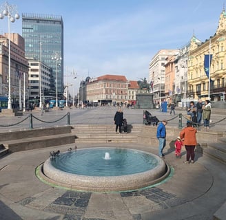 Mandusevac Fountain in the city center in the main square of Zagreb