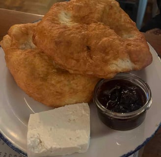 Mekitsi- local dish with jam and cheese, Bulgaria